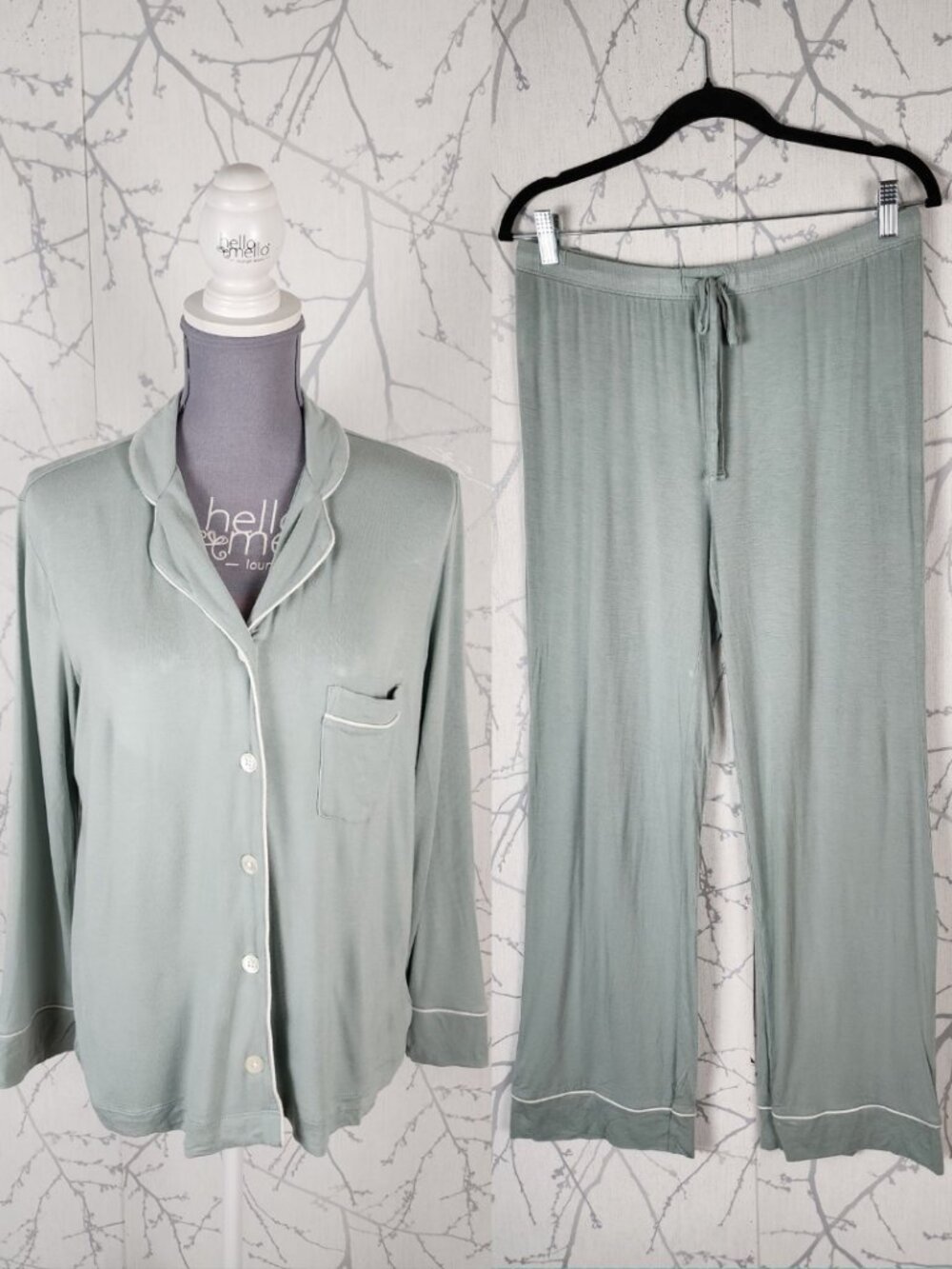 Love & Lore Pastel Mint Lenzing Viscose Stretch Jersey Piped Pajama Set